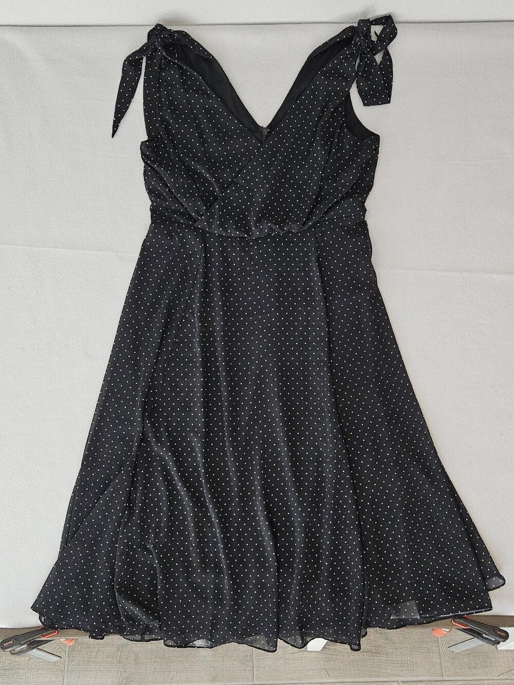 City Chic Women's S/16 Black White Polka Dot Tie Strap Wrap Midi Dress Plus Size - Picture 14 of 14